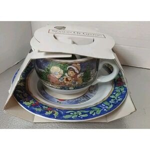 Season‎ Of Giving Cafe Au Lait And Dessert 9" Plate Festive Snow Holiday Set